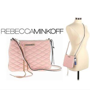 REBECCA MINKOFF - 100% leather quilted crossbody Love Kerry bag (quartz pink))